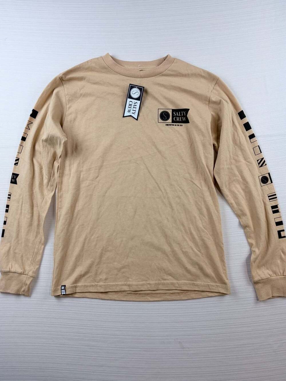 Kids Salty Crew Long Sleeve T-Shirt Size Small Tan Premium Find